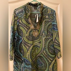NWT Grace Elements Sheer Embellished Tunic Size L